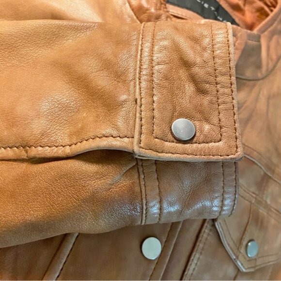 Elie Tahari Women’s Leather Bomber Jacket Size Medium - Picture 8 of 12